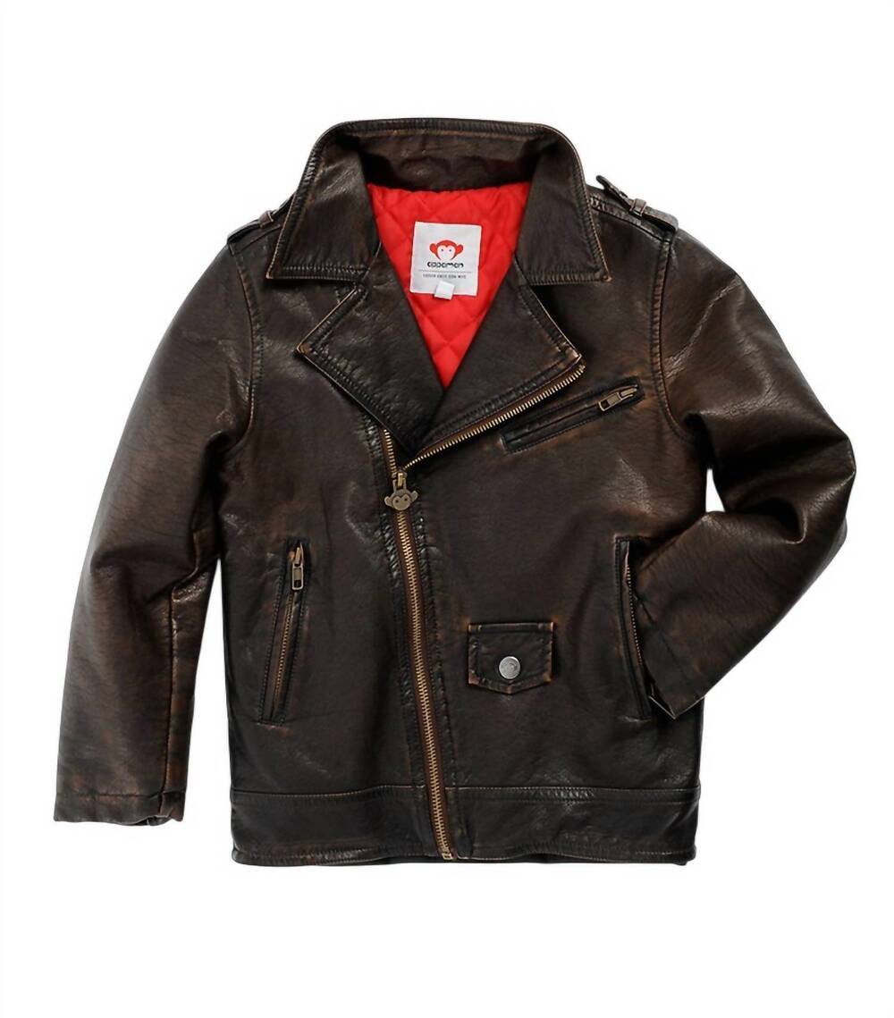 NEW APPAMAN kids midtown moto jacket in brown